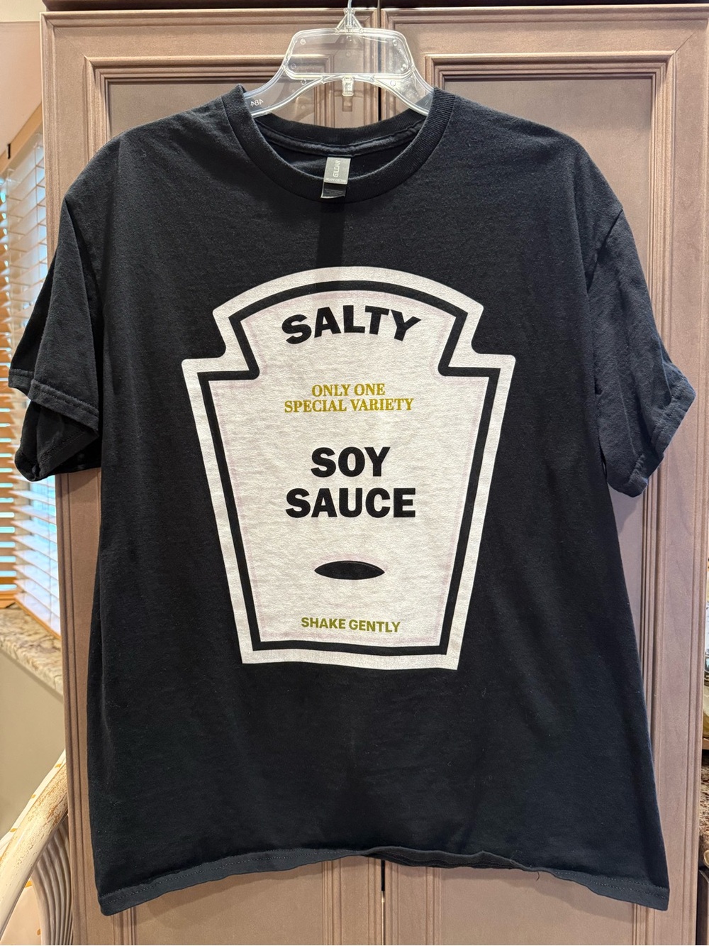 Gildan Large Black 'Salty Soy Sauce' Graphic Tee